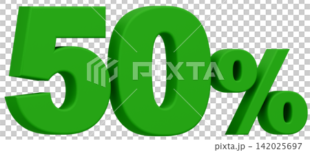 3D素材_数字_50%_緑 3D素材_数字_50%_緑 142025697