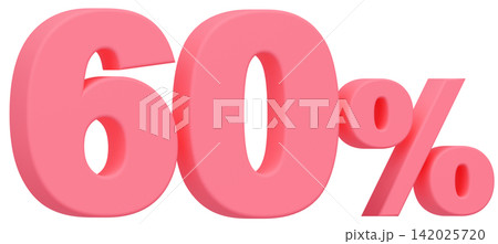 3D素材_数字_60%_ピンク 3D素材_数字_60%_ピンク 142025720