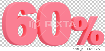 3D素材_数字_60%_ピンク 3D素材_数字_60%_ピンク 142025720