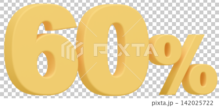3D素材_数字_60%_黄色 3D素材_数字_60%_黄色 142025722