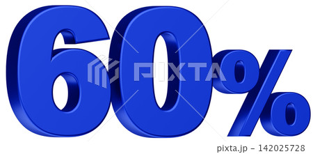 3D素材_数字_60%_メタリック_青 142025728