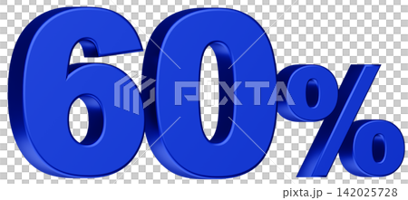 3D素材_数字_60%_メタリック_青 142025728