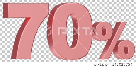 3D素材_数字_70%_メタリック_ピンク 3D素材_数字_70%_メタリック_ピンク 142025754
