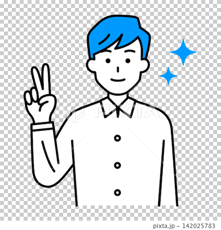 A young man making a peace sign A young man making a peace sign 142025783