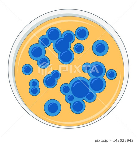 Blue Bacterial Colonies in Petri Dish Vector Illustration Blue Bacterial Colonies in Petri Dish Vector Illustration 142025942