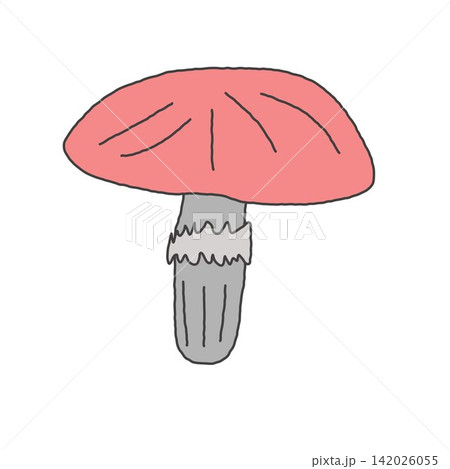 Minimalist Pink Cap Mushroom Graphic with Textured Grey Stalk Design	 142026055
