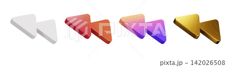 3D backward button glossy icons on white and transparant background 142026508