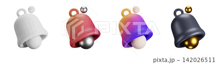 3D bell set glossy notification icons on white background 3D bell set glossy notification icons on white background 142026511