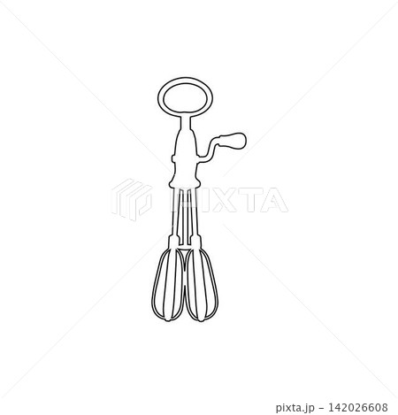 hand egg beater outline isolated on white background 142026608
