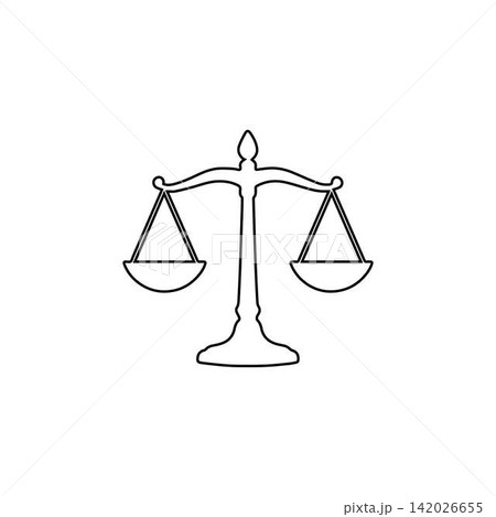 justice scale outline isolated on white background law balance symbol justice scale outline isolated on white background law balance symbol 142026655