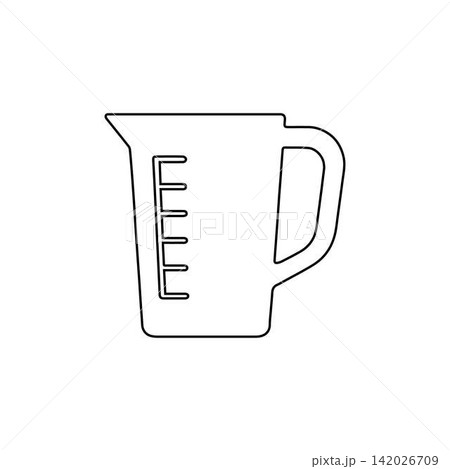 measuring jug outline kitchen container with handle isolated on white background 142026709