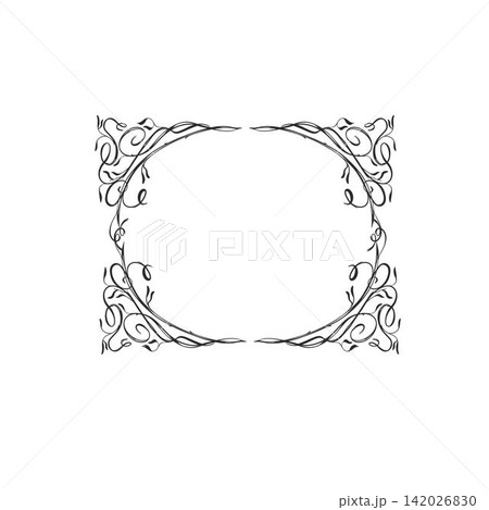 Hand drawn vector abstract outline,graphic,line vintage celebration ornament art nouveau frame in drawing elegant style.Elegant decoration vintage outline design isolated. Floral ornament border Hand drawn vector abstract outline,graphic,line vintage celebration ornament art nouveau frame in drawing elegant style.Elegant decoration vintage outline design isolated. Floral ornament border 142026830