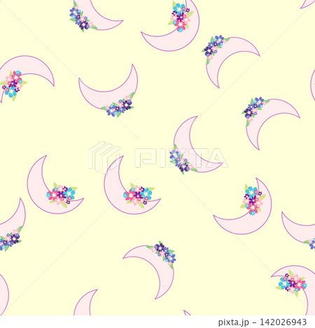 Children's print for newborns with sea animals. Animal in a wreath among the stars and crescent moon. Blue sea baby pattern Children's print for newborns with sea animals. Animal in a wreath among the stars and crescent moon. Blue sea baby pattern 142026943