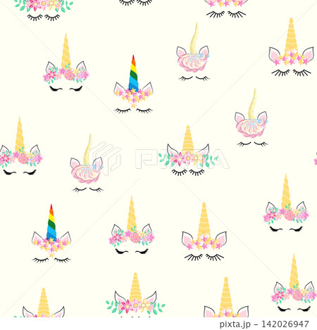 Seamless pattern magical unicorn on white background, vector illustration Seamless pattern magical unicorn on white background, vector illustration 142026947