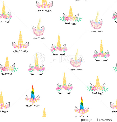 Seamless pattern magical unicorn on white background, vector illustration 142026951