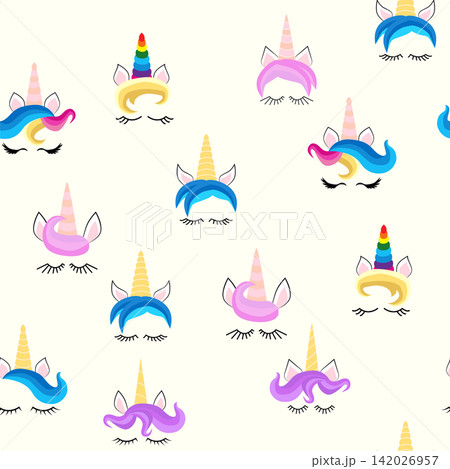 Seamless pattern magical unicorn on white background, vector illustration 142026957