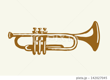 Musical instrument. Trumpet. Vector drawing 142027045