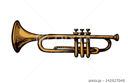 Musical instrument. Trumpet. Vector drawing 142027048