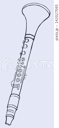 Vector line drawing clarinet Vector line drawing clarinet 142027095