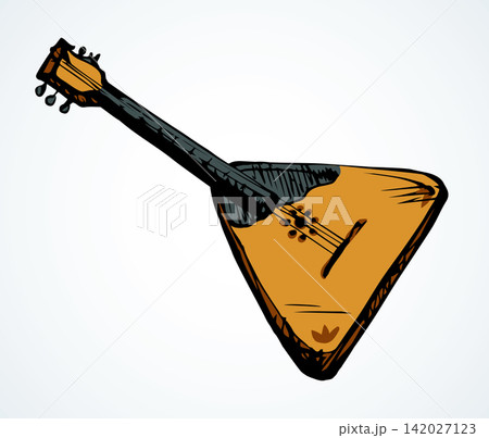 Old Russian balalaika. Vector drawing 142027123