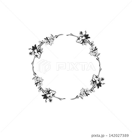 Hand Drawn Floral and Botanical Line Art Vector Set, Elegant Flowers and Leaves, Minimalist Outline Illustrations, Decorative Elements for Wedding, Branding, Invitations and Graphic Design 142027389