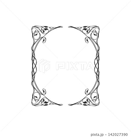 Hand drawn vector abstract outline,graphic,line vintage celebration ornament art nouveau frame in drawing elegant style.Elegant decoration vintage outline design isolated. Floral ornament border Hand drawn vector abstract outline,graphic,line vintage celebration ornament art nouveau frame in drawing elegant style.Elegant decoration vintage outline design isolated. Floral ornament border 142027390