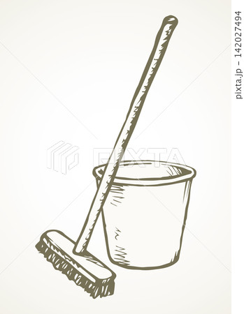 Bin for cleaning. Vector drawing Bin for cleaning. Vector drawing 142027494