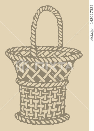 Vector. Monochrome picture of decorative wickerwork basket Vector. Monochrome picture of decorative wickerwork basket 142027523