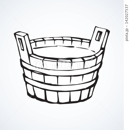 Wooden bowl. Vector drawing Wooden bowl. Vector drawing 142027537