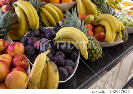 Assortment of juicy fruits background Assortment of juicy fruits background 142027696