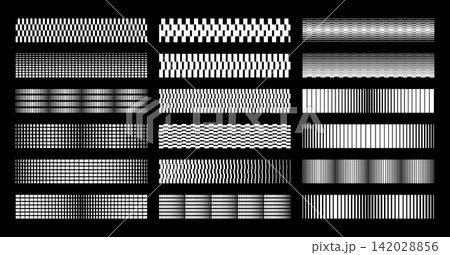 Set of flat futuristic technology pixel line divider border Set of flat futuristic technology pixel line divider border 142028856