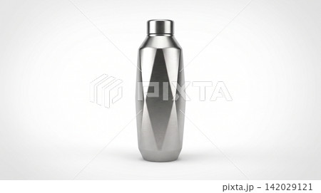 Sleek faceted metal water bottle with screw cap the bottle features a streamlined shape with a secure screw-on cap at the top stainless reflective geometric container beverage drinkware Sleek faceted metal water bottle with screw cap the bottle features a streamlined shape with a secure screw-on cap at the top stainless reflective geometric container beverage drinkware 142029121