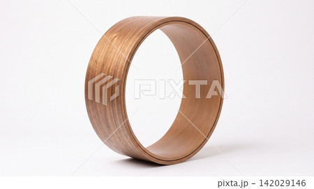 Natural grain wooden ring sculpture isolated on white background with sculpture abstract minimalist circular sculptural craftsmanship polished decoration geometric interior ornament Natural grain wooden ring sculpture isolated on white background with sculpture abstract minimalist circular sculptural craftsmanship polished decoration geometric interior ornament 142029146