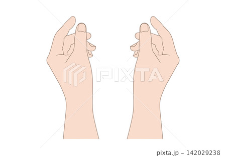 つまむ手の線画イラスト(手順・説明用)(カラー) つまむ手の線画イラスト(手順・説明用)(カラー) 142029238