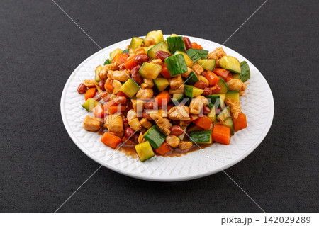kung Pao Chicken Stir Fry with Peanuts and Vegetables kung Pao Chicken Stir Fry with Peanuts and Vegetables 142029289