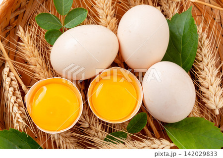 white Shell Chicken Eggs with Fresh Egg Yolk Food Ingredient white Shell Chicken Eggs with Fresh Egg Yolk Food Ingredient 142029833