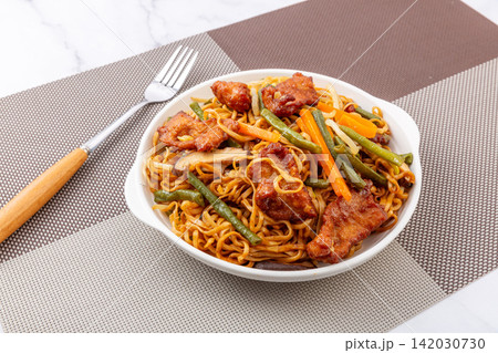 henan Steamed Noodles with Pork and Green Beans Dish henan Steamed Noodles with Pork and Green Beans Dish 142030730