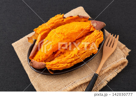 roasted Red Sweet Potato Whole Root Vegetable Food roasted Red Sweet Potato Whole Root Vegetable Food 142030777