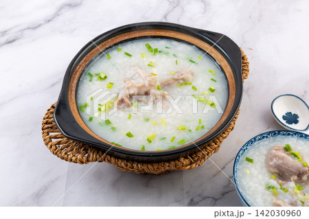 cantonese Pork Rib Congee Rice Porridge Food 142030960