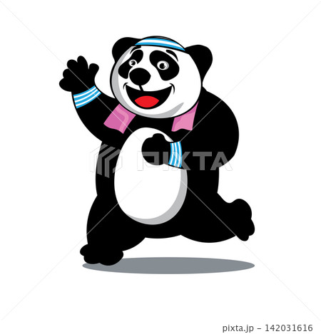 Jogging panda vector illustration in cartoon style, perfect for t shirt design Jogging panda vector illustration in cartoon style, perfect for t shirt design 142031616