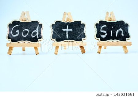 Three Chalk Blackboards God Cross Sin Three Chalk Blackboards God Cross Sin 142031661