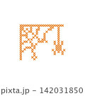 Cross stitch Halloween corner border layout. Spooky embroidery folk art decoration element. Spider and cobweb ribbon motif for digital crafting and seasonal autumn holiday designs. 142031850