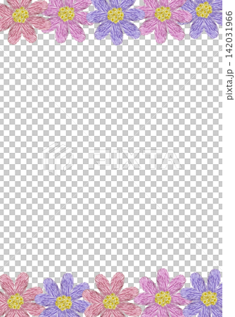 【豎幅花卉邊框】手工刺繡插畫素材 142031966