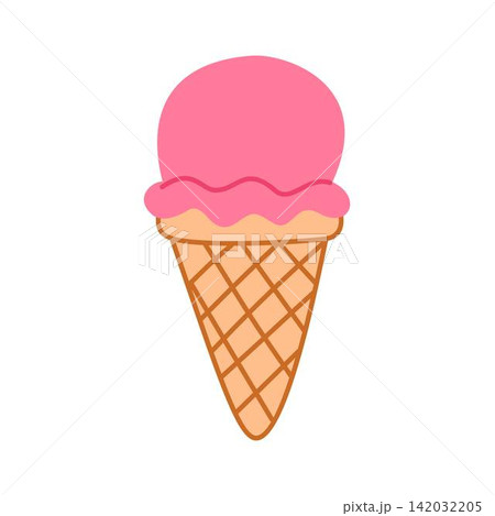 strawberry ice cream cone illustration dessert 142032205