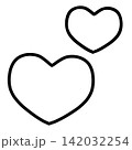 手描き風の2つのハートマーク 142032254