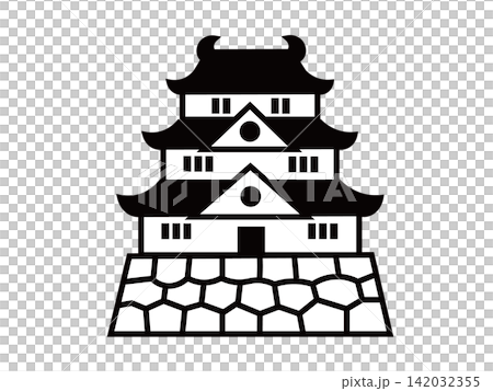 A tourist pictogram representing Japanese castles and castle towers. A tourist pictogram representing Japanese castles and castle towers. 142032355