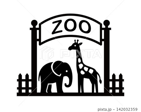 動物園と動物を表す観光案内のピクトグラム 142032359