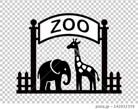 動物園と動物を表す観光案内のピクトグラム 142032359