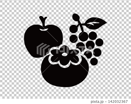 pictograms of autumn flavors: persimmons, apples, and grapes pictograms of autumn flavors: persimmons, apples, and grapes 142032367
