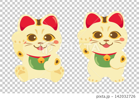 ポーズ違いのカワイイ招き猫のベクターイラストセット ポーズ違いのカワイイ招き猫のベクターイラストセット 142032726